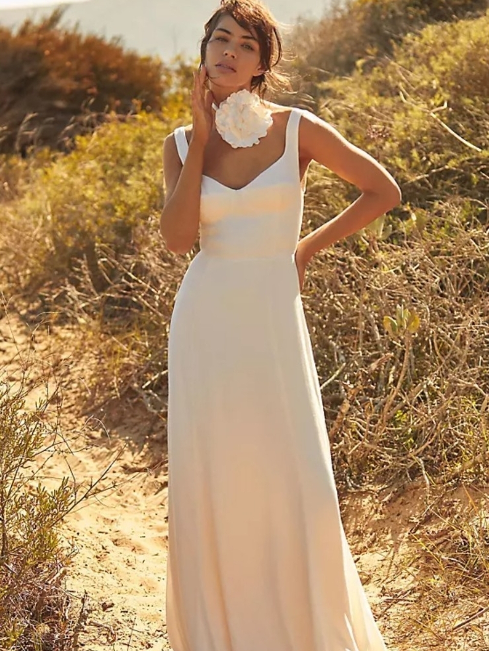 Reformation Ivory Square-Neck Bridal Maxi Dress